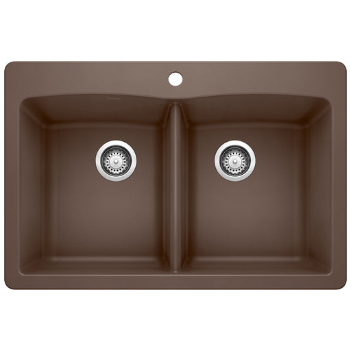 Blanco 440218 Diamond SILGRANIT 33" 50/50 Double Bowl Dual Mount Kitchen Sink - Cafe