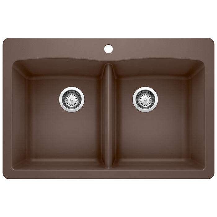 Blanco 440218 Diamond SILGRANIT 33" 50/50 Double Bowl Dual Mount Kitchen Sink - Cafe