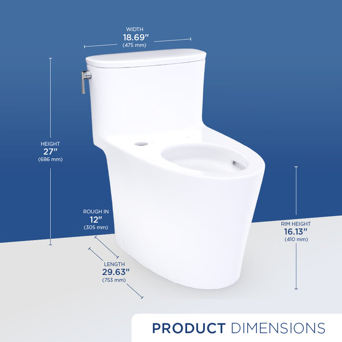 TOTO CST686CUFGAT40#01 Aurora 1G One-Piece Elongated 1.0 GPF Universal Height Toilet in Cotton White
