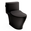 TOTO Nexus one-piece elongated 1.28 GPF universal height toilet with SS234 SoftClose seat in Matte Black features CEFIONTECT glaze.