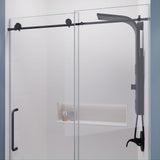 ANZZI SD-AZ8077-01GB Leon Series 48" by 76" Frameless Sliding Shower Door in Gunmetal with Handle