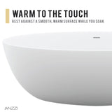 ANZZI FT-AZ510 Cestino 5.5 ft. Solid Surface Center Drain Freestanding Bathtub in Matte White