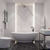 ANZZI FT-AZ8420 Masoko 6.2 ft. Solid Surface Center Drain Freestanding Bathtub in Matte White