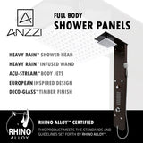 ANZZI SP-AZ016 Rite 60.75" 28-Jetted Full Body Shower Panel with Heavy Rain Shower and Spray Wand