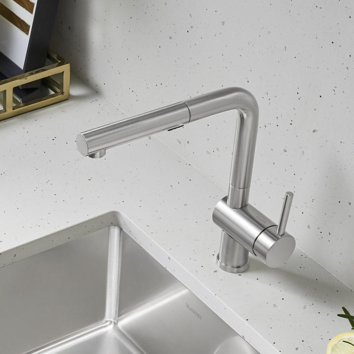 Blanco 526366 Linus Low Arc Pull-Out Dual-Spray Kitchen Faucet - PVD Steel