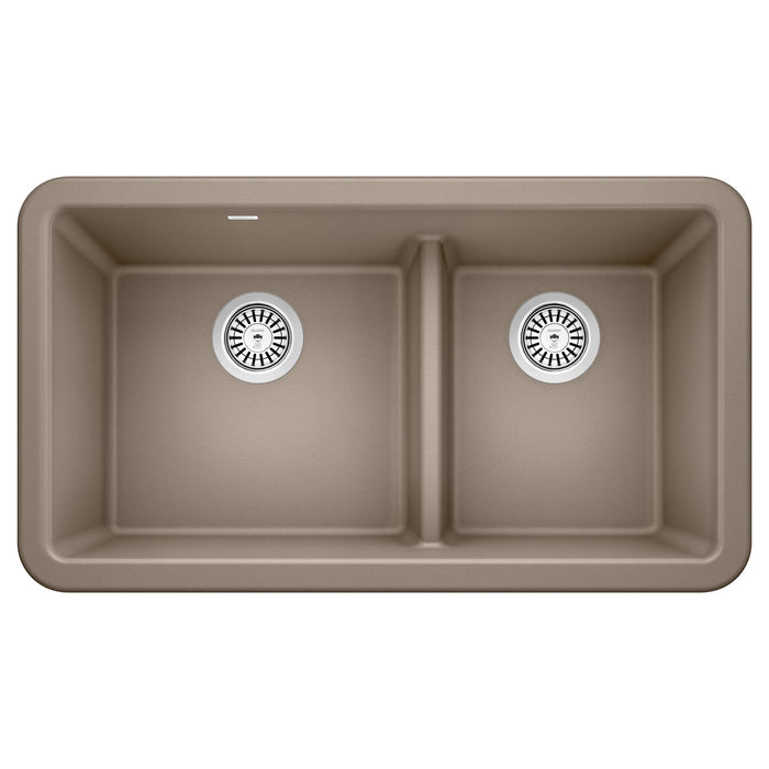 Blanco 402329 Ikon SILGRANIT 33" Double Bowl Apron-Front Farmhouse Sink in Truffle