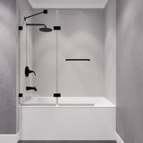 Herald Series 48 in. by 58 in. Frameless Hinged Tub Door in Black