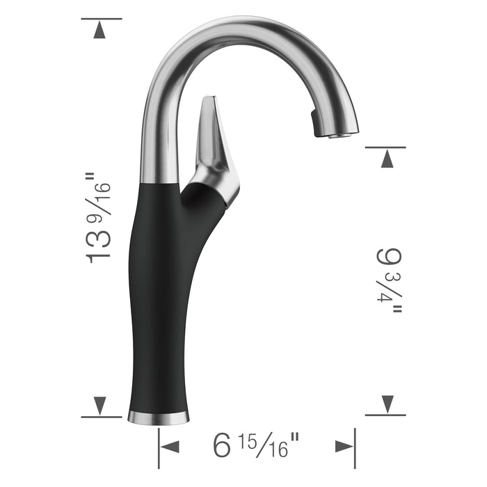 Blanco 526387 Artona Pull-Down Dual-Spray Bar Faucet - PVD Steel/Coal Black