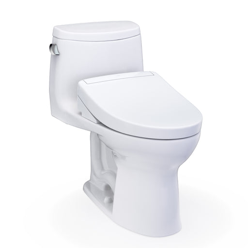 TOTO Washlet+ UltraMax II One-Piece Elongated 1.28 GPF Toilet and Washlet+ S5 Bidet Seat, Cotton White - MW6043446CEFG#01