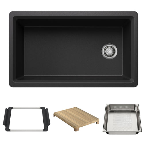 Blanco 443312 Inteos SILGRANIT 33" Single Bowl Reversible Undermount Workstation Kitchen Sink - Anthracite