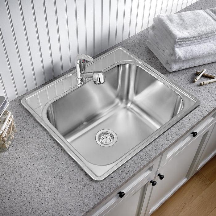Blanco 441078 Essential 25" Single Bowl Drop-In Stainless Steel Laundry Sink - 1 Hole