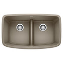 Blanco 442197 Valea SILGRANIT 32" 50/50 Double Bowl Undermount Kitchen Sink with Low Divide - Truffle