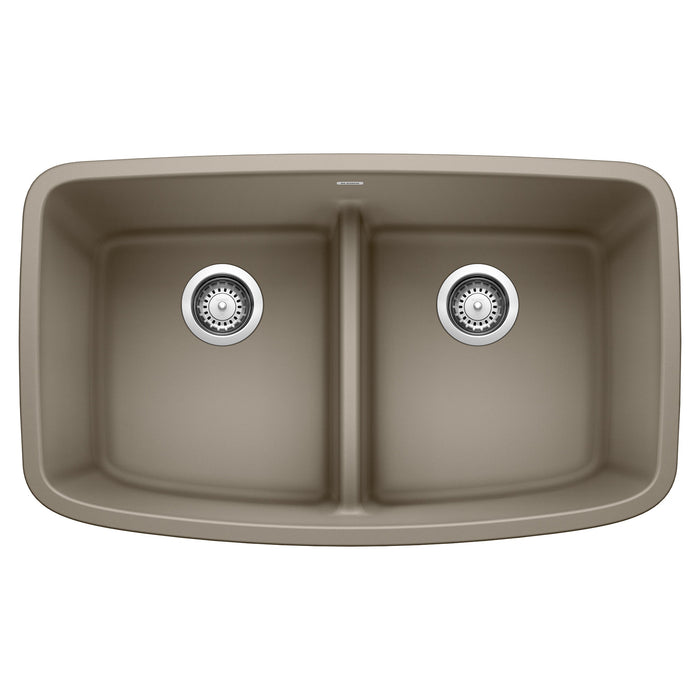 Blanco 442197 Valea SILGRANIT 32" 50/50 Double Bowl Undermount Kitchen Sink with Low Divide - Truffle
