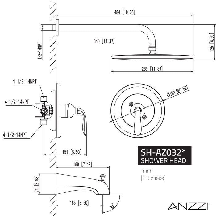ANZZI SH-AZ032BN Meno Series Single-Handle 1-Spray Tub and Shower Faucet in Brushed Nickel