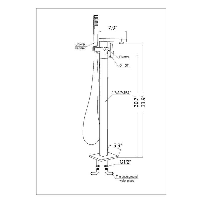 ANZZI FS-AZ0037CH Khone 2-Handle Claw Foot Tub Faucet with Hand Shower in Polished Chrome