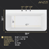 ANZZI FT-AZ114-59 VAULT 59" Acrylic Freestanding Bathtub in White with Pre-Drilled Deck Mount