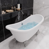 ANZZI FT-AZ132CH Falco 5.8 ft. Acrylic Freestanding Soaking Bathtub in Glossy White with Polished Chrome Feet