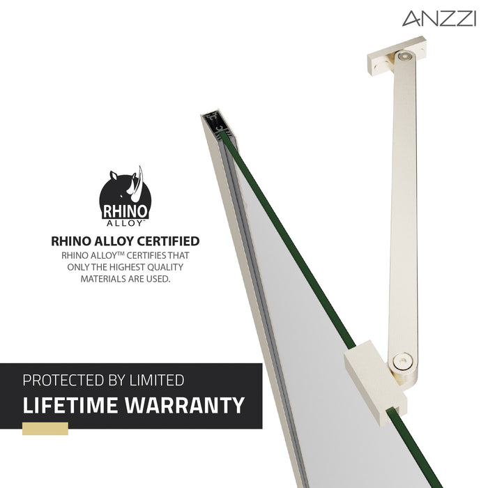 ANZZI SD-AZ14-01BN Romance 72" x 33.5" Frameless Swinging Shower Door in Brushed Nickel