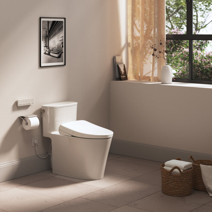 TOTO MW6864726CUFGA#01 Aurora 1G WASHLET+ S7 One-Piece Elongated 1.0 GPF Auto Flush Universal Height Toilet