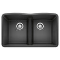 Blanco 440184 Diamond SILGRANIT 32" 50/50 Double Bowl Undermount Kitchen Sink - Anthracite