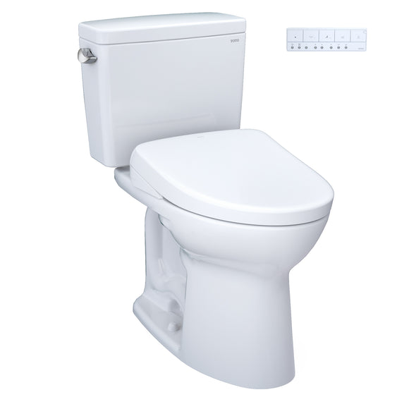 TOTO Drake WASHLET+ Two-Piece Elongated 1.6 GPF Universal Height TORNADO FLUSH Toilet and S7 Contemporary Bidet Seat with Auto Flush, 10 Inch Rough-In, Cotton White - MW7764726CSFGA.10#01
