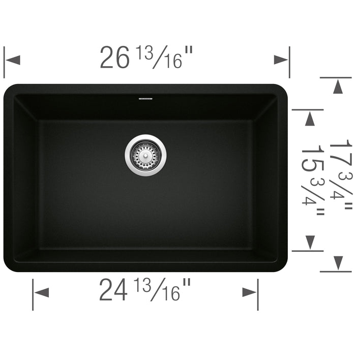 Blanco 442930 Precis SILGRANIT 27" Single Bowl Undermount Kitchen Sink - Coal Black