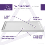 ANZZI SB-AZ007WR Colossi Series 36" x 60" Single Threshold Shower Base in White