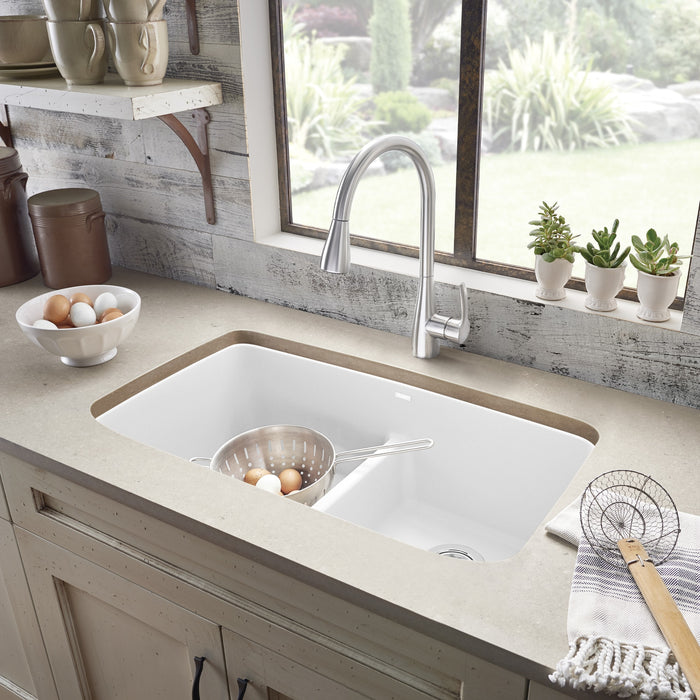 Blanco 442199 Valea SILGRANIT 32" 50/50 Double Bowl Undermount Kitchen Sink in White