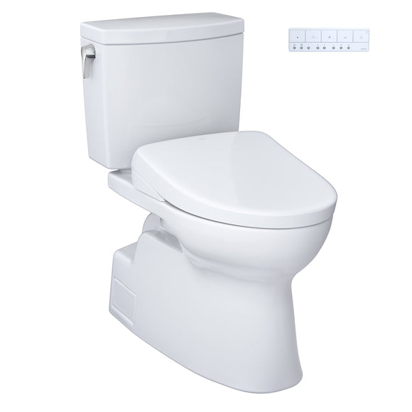 TOTO WASHLET+ Vespin II 1G Two-Piece Elongated 1.0 GPF Toilet with Auto Flush WASHLET+ S7 Contemporary Bidet Seat, Cotton White - MW4744726CUFGA#01