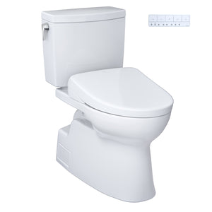 TOTO WASHLET+ Vespin II 1G Two-Piece Elongated 1.0 GPF Toilet and WASHLET+ S7A Contemporary Bidet Seat, Cotton White - MW4744736CUFG#01