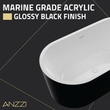 ANZZI FT-AZ098BK Chand 67" Acrylic Flatbottom Freestanding Bathtub in Black