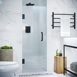 Fellow Series 24 in. by 72 in. Frameless Hinged Shower Door in Matte Black with Handle