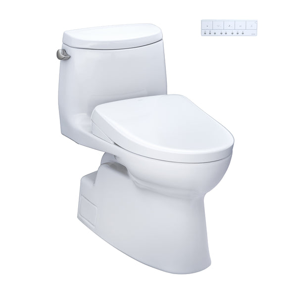 TOTO WASHLET+ Carlyle II One-Piece Elongated 1.28 GPF Toilet and WASHLET+ S7A Contemporary Bidet Seat, Cotton White - MW6144736CEFG#01