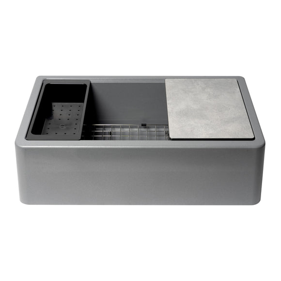 ALFI Brand AB33FARM-T Titanium 33" Granite Composite Single Bowl Drop-in Farm Sink