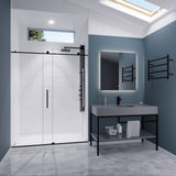 ANZZI SD-AZ8077-02MB Leon Series 60" by 76" Frameless Sliding Shower Door in Matte Black with Handle