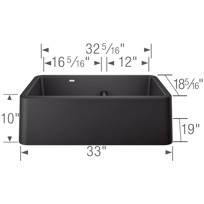 Blanco 402322 Ikon SILGRANIT 33" Double Bowl Apron-Front Farmhouse Sink in Anthracite