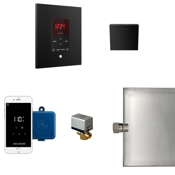 Butler Steam Shower Control Package with iTempoPlus Control and Aroma Designer SteamHead in Square Matte Black