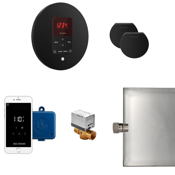 Butler Max Steam Shower Control Package with iTempoPlus Control and Aroma Designer SteamHead in Round Matte Black