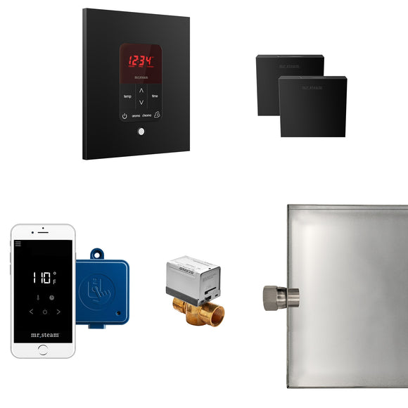Butler Max Steam Shower Control Package with iTempoPlus Control and Aroma Designer SteamHead in Square Matte Black