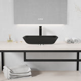 ANZZI LS-AZ911MB Innovio Rectangle Glass Vessel Bathroom Sink with Matte Black Finish