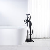 ANZZI FS-AZ0052BK Tugela 3-Handle Claw Foot Tub Faucet with Hand Shower in Matte Black