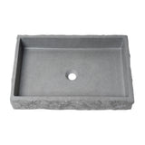 ALFI Brand ABCO24R 24" Solid Concrete Chiseled Style Rectangular Above Mount Vessel Sink