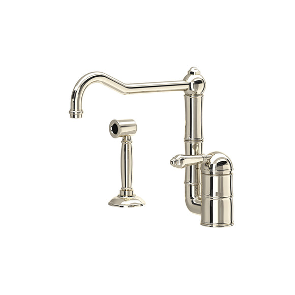 House of Rohl A3608LMWSPN-2 Acqui Single Hole Column Spout Kitchen Faucet with Sidespray