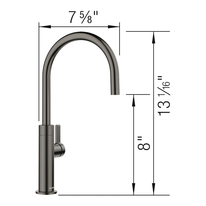 Blanco 527492 Culina II High Arc Beverage Faucet - RO Compatible - Satin Dark Steel
