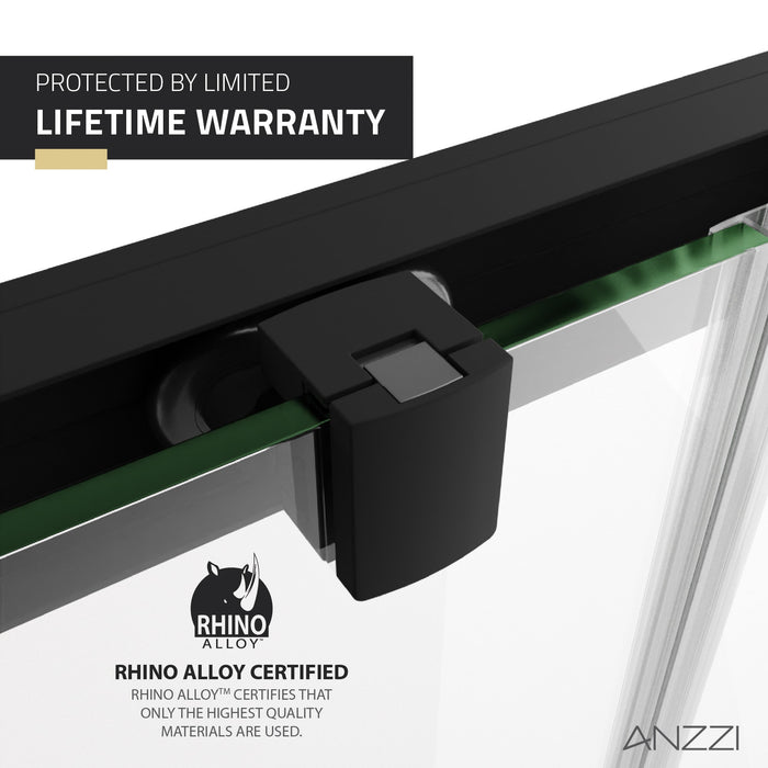 ANZZI SD-AZ15-01MB Enchant 70" x 60.4" Framed Sliding Shower Door in Matte Black