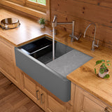 ALFI brand AB33FARM-T Titanium 33" Granite Composite Single Bowl Drop In Farm Sink with Accessories