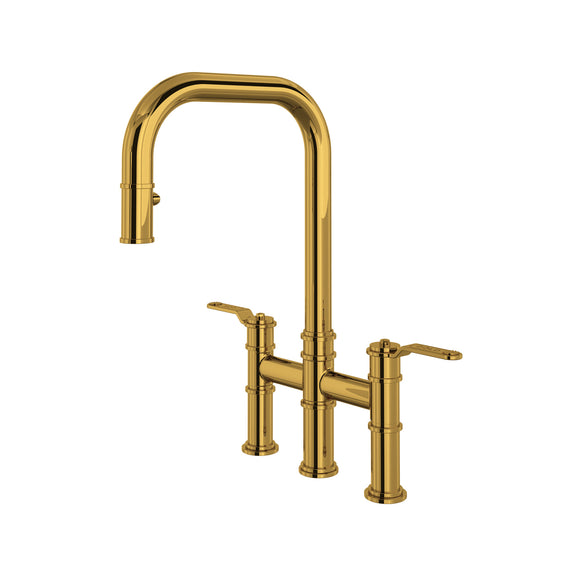 Rohl U.4551HT-ULB-2 Perrin and Rowe Armstrong Pull-Down Bridge Kitchen Faucet with U-Spout