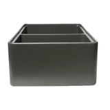 ALFI Brand ABFS3320D-GM Grey Matte Workstation 33" x 20" Double Bowl Step Rim Fireclay Farm Sink