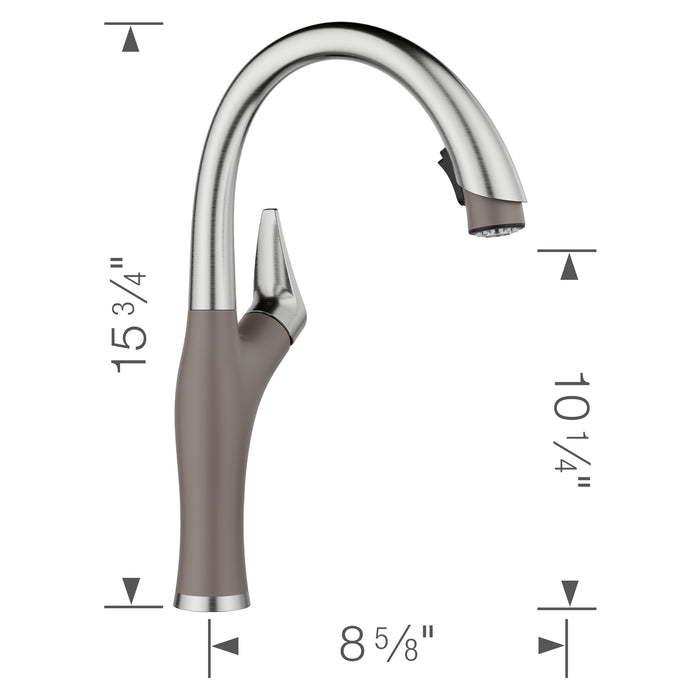 Blanco 443039 Artona Pull-Down Dual-Spray Kitchen Faucet - PVD Steel/Volcano Gray