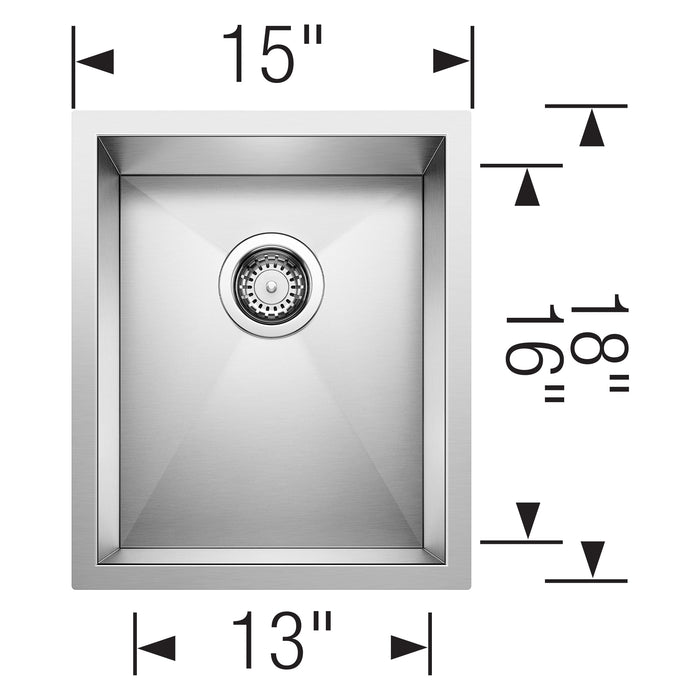 Blanco 516208 Precision R0 15" Undermount Stainless Steel Bar Sink